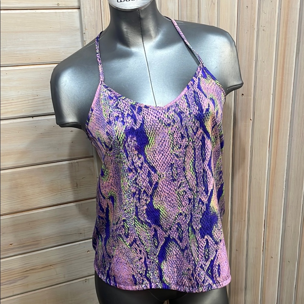 Hurley Purple and Green Fitted Sleeveless Camisole